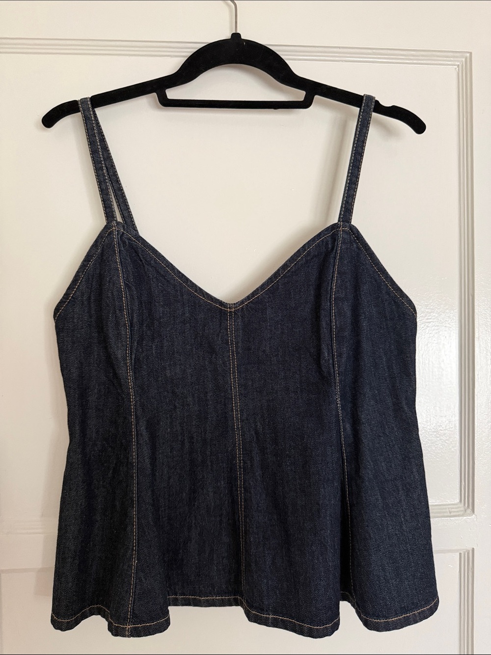 Dark Blue Denim Peplum Tank